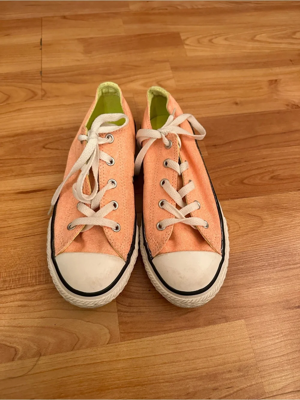Converse Peach Orange Low-Top, double tongue, size kids 2